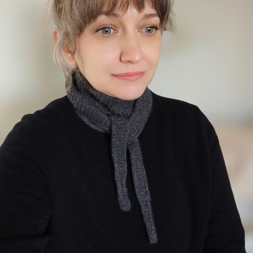 Cashmere Sophie Scarf Handknit Graphite Neckwarmer Buttery Soft Neckwrap